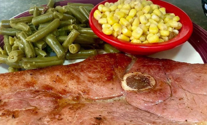 Country Ham and green beans at Cedarwood Restaurant